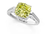 White gold Fancy Yellow Cushion  Cut Cathedral Pave Diamond Engagement Ring with Six-Prong Setting_73