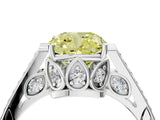White gold Fancy Yellow Cushion  Cut Cathedral Pave Diamond Engagement Ring with Six-Prong Setting_76