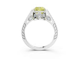 White gold Fancy Yellow Cushion  Cut Cathedral Pave Diamond Engagement Ring with Six-Prong Setting_80
