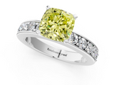 White gold Fancy Yellow Cushion  Cut Channel Set Diamond Engagement Ring with Four-Prong Setting_253
