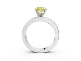 White gold Fancy Yellow Cushion  Cut Channel Set Diamond Engagement Ring with Four-Prong Setting_255