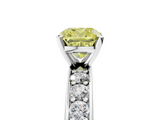 White gold Fancy Yellow Cushion  Cut Channel Set Diamond Engagement Ring with Four-Prong Setting_256