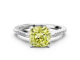 White gold Fancy Yellow Cushion  Cut Channel Set Solitaire Engagement Ring with Four-Prong Setting_225