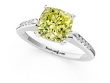 White gold Fancy Yellow Cushion  Cut Channel Set Solitaire Engagement Ring with Four-Prong Setting_226