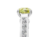 White gold Fancy Yellow Cushion  Cut Channel Set Solitaire Engagement Ring with Prong Setting_24