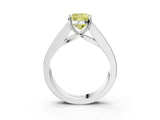 White gold Fancy Yellow Cushion Cut Cut Channel Set Solitaire Ring with Four-Prong Setting_15