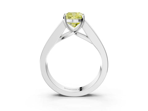 White gold Fancy Yellow Cushion Cut Cut Channel Set Solitaire Ring with Four-Prong Setting_15