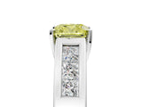 White gold Fancy Yellow Cushion Cut Cut Channel Set Solitaire Ring with Four-Prong Setting_17