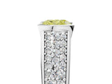 White gold Fancy Yellow Cushion Cut Cut Diamond Channel Set Pave Band with Tension Prong Setting_5