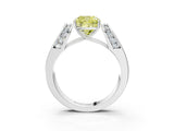 White gold Fancy Yellow Cushion Cut Cut Diamond Channel Set Solitaire Ring with Four-Prong Setting_122