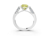White gold Fancy Yellow Cushion Cut Cut Diamond Channel Set Solitaire Ring with Four-Prong Setting_75