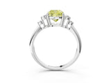 White gold Fancy Yellow Cushion Cut Cut Diamond Cluster Ring with Solitaire Band and Four-Prong Setting_27