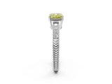 White gold Fancy Yellow Cushion Cut Cut Diamond Milgrain Pave Band Four-Prong Setting Ring_17