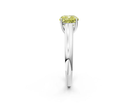 White gold Fancy Yellow Cushion Cut Cut Diamond Solitaire Engagement Ring with Tapered Plain Band and Four-Prong Setting_14