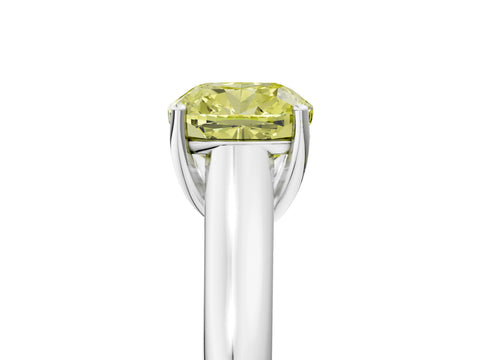 White gold Fancy Yellow Cushion Cut Cut Diamond Solitaire Engagement Ring with Tapered Plain Band and Four-Prong Setting_17