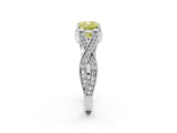 White gold Fancy Yellow Cushion Cut Cut Diamond Twisted Band with Milgrain Pave Setting and Four-Prong Setting_14