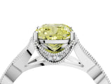 White gold Fancy Yellow Cushion Cut Cut Diamond Twisted Band with Milgrain Pave Setting and Four-Prong Setting_16