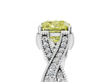 White gold Fancy Yellow Cushion Cut Cut Diamond Twisted Band with Milgrain Pave Setting and Four-Prong Setting_17