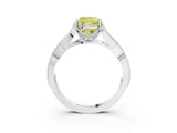 White gold Fancy Yellow Cushion Cut Cut Diamond Twisted Band with Milgrain Pave Setting and Four-Prong Setting_27