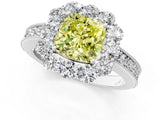 White gold Fancy Yellow Cushion Cut Cut Halo Diamond Pavé Engagement Ring with Milgrain Detailing_25