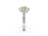 White gold Fancy Yellow Cushion Cut Cut Halo Diamond Pavé Engagement Ring with Milgrain Detailing_26