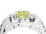 White gold Fancy Yellow Cushion Cut Cut Halo Split Shank Prong Set Ring_4