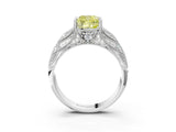 White gold Fancy Yellow Cushion Cut Cut Milgrain Pave Diamond Engagement Ring with Four-Prong Setting_18