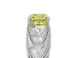 White gold Fancy Yellow Cushion Cut Cut Milgrain Pave Diamond Engagement Ring with Four-Prong Setting_20