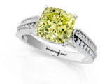 White gold Fancy Yellow Cushion Cut Cut Pave Split Shank Engagement Ring with Four-Prong Setting_13