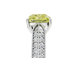 White gold Fancy Yellow Cushion Cut Cut Pave Split Shank Engagement Ring with Four-Prong Setting_17