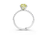 White gold Fancy Yellow Cushion Cut Diamond Brilliant Solitaire Ring with Pavé Band and Four-Prong Setting_3