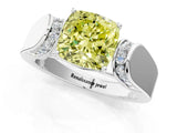 White gold Fancy Yellow Cushion Cut Diamond Channel Set Solitaire Ring with Four-Prong Setting_36