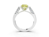 White gold Fancy Yellow Cushion Cut Diamond Channel Set Solitaire Ring with Four-Prong Setting_38