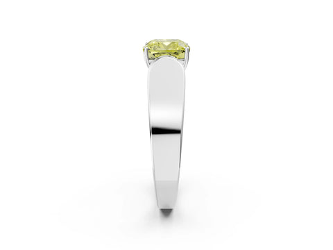 White gold Fancy Yellow Cushion Cut Diamond Channel Set Solitaire Ring with Four-Prong Setting_48
