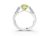 White gold Fancy Yellow Cushion Cut Diamond Channel Set Solitaire Ring with Four-Prong Setting_49