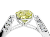 White gold Fancy Yellow Cushion Cut Diamond Channel Set Solitaire Ring with Four-Prong Setting_50