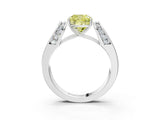 White gold Fancy Yellow Cushion Cut Diamond Channel Set Solitaire Ring with Four-Prong Setting_69