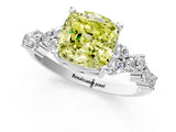 White gold Fancy Yellow Cushion Cut Diamond Cluster Pavé Band with Four-Prong Setting_13