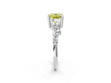 White gold Fancy Yellow Cushion Cut Diamond Cluster Pavé Band with Four-Prong Setting_14
