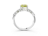 White gold Fancy Yellow Cushion Cut Diamond Cluster Pavé Band with Four-Prong Setting_15