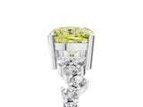 White gold Fancy Yellow Cushion Cut Diamond Cluster Pavé Band with Four-Prong Setting_17