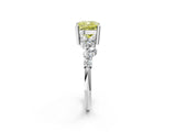 White gold Fancy Yellow Cushion Cut Diamond Cluster Pavé Band with Four-Prong Setting_5