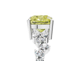 White gold Fancy Yellow Cushion Cut Diamond Cluster Pavé Band with Four-Prong Setting_8