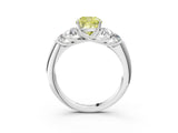White gold Fancy Yellow Cushion  Cut Diamond Cluster Ring with Round Accent Stones and Prong Setting on a Classic Band_52