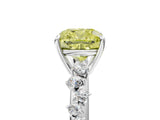 White gold Fancy Yellow Cushion Cut Diamond Cluster Side Stone Solitaire Ring with Prong Setting_99