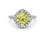 White gold Fancy Yellow Cushion Cut Diamond Cushion Halo Ring with Pavé Band_12