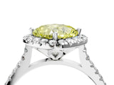 White gold Fancy Yellow Cushion Cut Diamond Cushion Halo Ring with Pavé Band_16