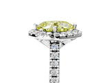 White gold Fancy Yellow Cushion Cut Diamond Cushion Halo Ring with Pavé Band_17