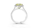White gold Fancy Yellow Cushion Cut Diamond Cushion Halo Ring with Pavé Band_3