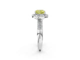 White gold Fancy Yellow Cushion Cut Diamond Double Halo Ring with Split Shank and Four-Prong Setting_2